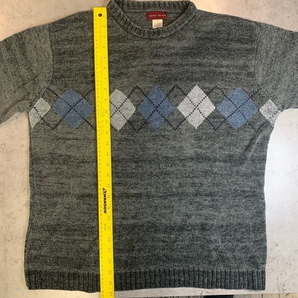 Vintage Hunt Club Crewneck Argyle  Knitted Sweater, Size L - Picture 5 of 5